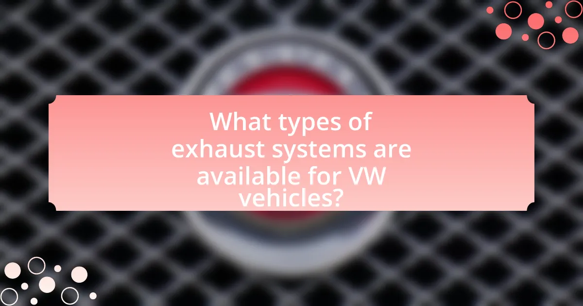 What types of exhaust systems are available for VW vehicles?